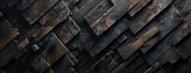Wall Mural - Rustic Dark Wood Planks Textured Background
