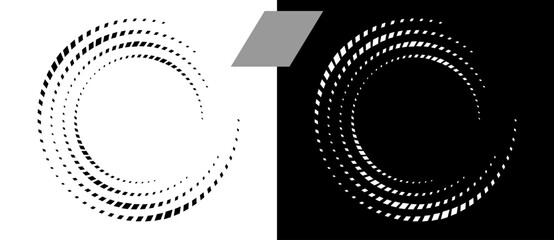 Fototapete - Abstract background with rhombuses in spiral. Art design spiral as logo or icon. A black figure on a white background and an equally white figure on the black side.
