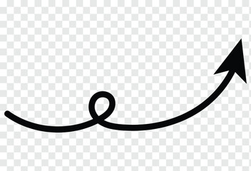 Wall Mural - Black curved arrow spiral sign symbol icon element shape isolated on transparent background. Vector illustration. Eps file 55.