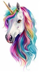 Beautiful unicorn head with rainbow mane posing gracefully