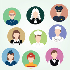 Wall Mural - icons with professions set