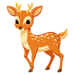 Sticker - deer vector illustration, cute animal vector illustration, deer illustration vector, cute deer cartoon illustration
