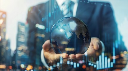 Aufkleber - Business person master global marketing and finance with insights Navigate the complexities of global markets enhancing strategies and marketing reach Success in global finance and mar : Generative AI