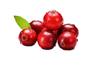 a group of cranberries with water drops on them