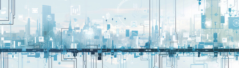 Sticker - Futuristic Technology Cityscape Conceptual Banner