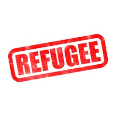 Wall Mural - Refugee text red stamp seal