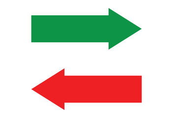 Wall Mural - green right arrow vector and red left arrow vector icon Vector illustration design. Right direction and left direction arrow icon. eps file 94.