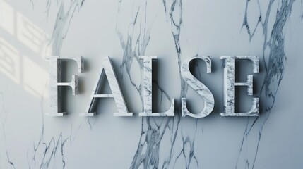 Wall Mural - White Marble Fake and Misinformation concept art poster.