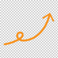 Wall Mural - Curved orange arrow spiral sign symbol icon element shape isolated on transparent background. Vector illustration. Eps file 161.