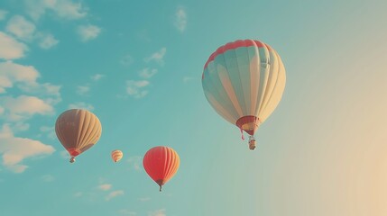 Vibrant Hot Air Balloon Soaring Through a Clear Blue Sky on a Beautiful Sunny Day Adventure
