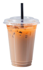 Poster - PNG A plastic disposable ice black orange coffee glass drink milk cup.