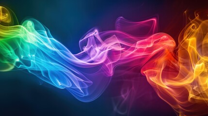 Wall Mural - rainbow smoke wave flow abstract background. generative ai image