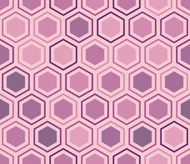 Poster - seamless hexagon pattern. hexagon mosaic background with inner solid cells. purple color tones. larg
