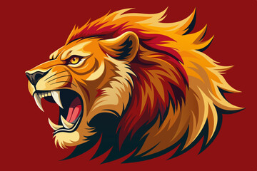 Canvas Print - lion head roaring angrily vector illustration