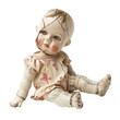 © Loony Dream Designs - Vintage cracked porcelain doll antique toy spooky concept on a transparent background