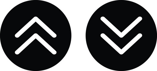 Poster - Chevrons up and down icon set . Up and down chevron stripes arrow icon . Vector illustration