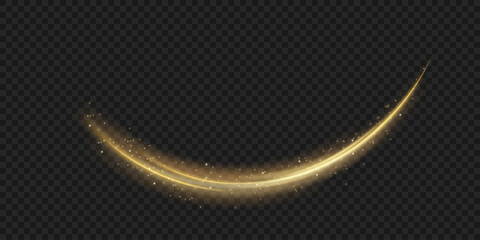 Canvas Print - Golden sparkling light trail. Magic light trail of glittering comet tail. Shimmering golden wave with glitter.