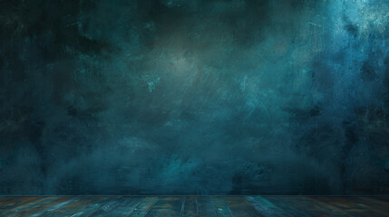Wall Mural - A blue wall with a wooden floor