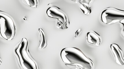 Wall Mural - Stylish Chrome Elements on White Background for Web Design Generative AI