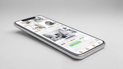 Wall Mural - Online marketplace application and website animation. E-commerce and shopping for furniture products. Marketing, commerce and seat sales home page.