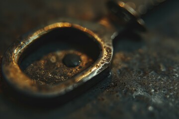 Wall Mural - A close-up shot of a metal object on a table, useful for various commercial and editorial uses