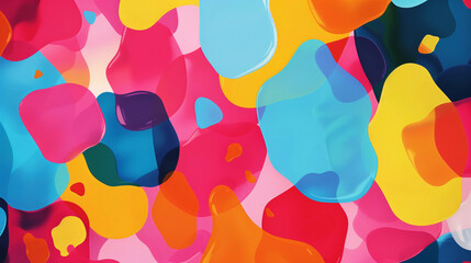 Poster - A colorful abstract painting with many different shapes and colors. The painting is full of energy and excitement, with each color and shape contributing to the overall dynamic feel of the piece