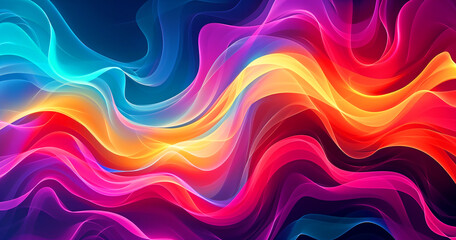 Poster - a colorful wave with a rainbow in the middle. the colors are bright and vibrant, creating a sense of