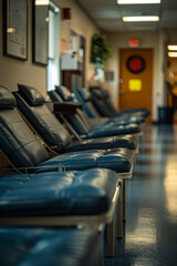 Aufkleber - Simple image of a blood donation center with clean lines and minimalist decor,
