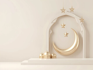 Wall Mural - Gold islamic product display mock up