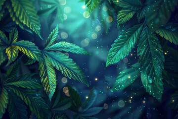 Wall Mural - Glowing Cannabis Leaf Background Banner