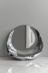 Aufkleber - Simple image of a warped mirror mounted on a clean, white background,