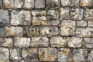 Canvas Print - A wall made of stone bricks with a rough texture