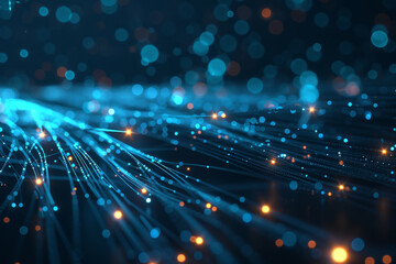 Poster - A blurry image of a glowing, colorful line of light
