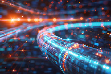 Poster - A blurry image of a glowing, colorful line of light