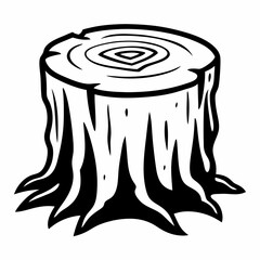 Canvas Print - A black and white vector drawing of a tree stump.