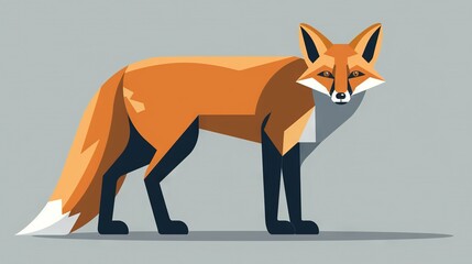 Poster -   A single image of a fox standing in a clearing surrounded by trees and tall grass