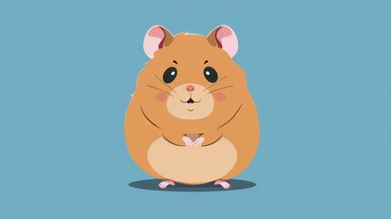 Wall Mural -  Hamster on hind legs, front paws on back, blue background