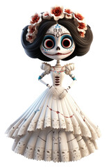 Canvas Print - PNG Dia de los muertos figurine wedding female.