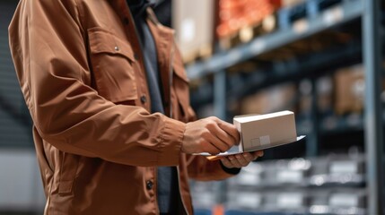 Poster - a customer returning a product easily using a pre-paid shipping label.