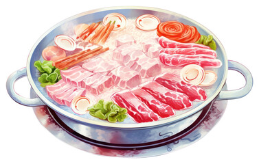 Sticker - PNG Shabu shabu hot pot japanese food cookware mutton meal.