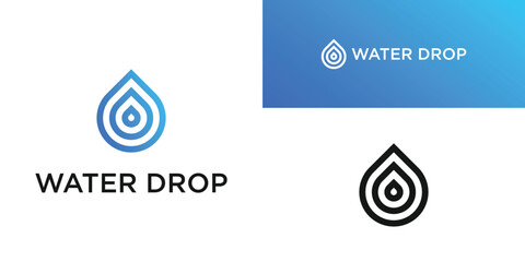 Poster - Water drop logo design with a simple and minimalist template. Premium Vector