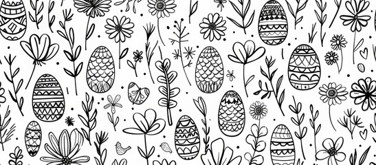 Wall Mural - vector illustration seamless background pattern of easter eggs with various pattern designs.