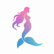 © Joyce - Vector illustration silhouette of a beautiful mermaid with soft prismatic iridescent rainbow gradient colors.