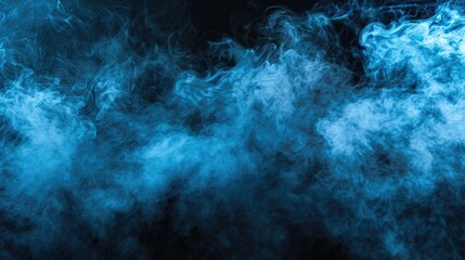 Poster - Blue mist against black backdrop with space for text