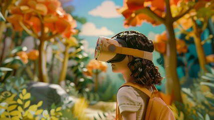 Wall Mural - The latest VR technology for children's education and streaming, powered by generative AI. 