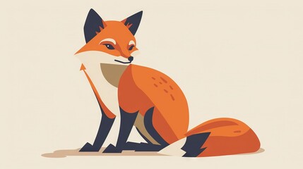 Wall Mural -   Red fox on ground, head turned, looking far off