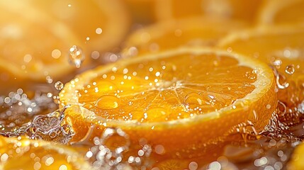   Orange cut in two halves with water droplets on top and bottom