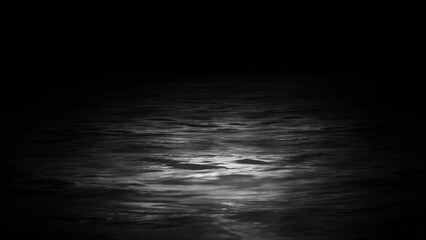 Wall Mural - black waters into darkness 4k loop features ocean waves in black and white with the ocean stretching