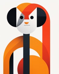 Sticker - Vibrant Orange Composition with Simple Lines and Soft Contours, Perfect for Design Inspiration Generative AI