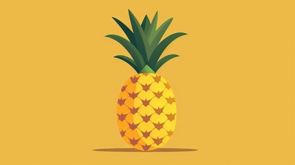 Wall Mural -  Pineapple on yellow background, Pineapple below it and Bottom of Pineapple beneath